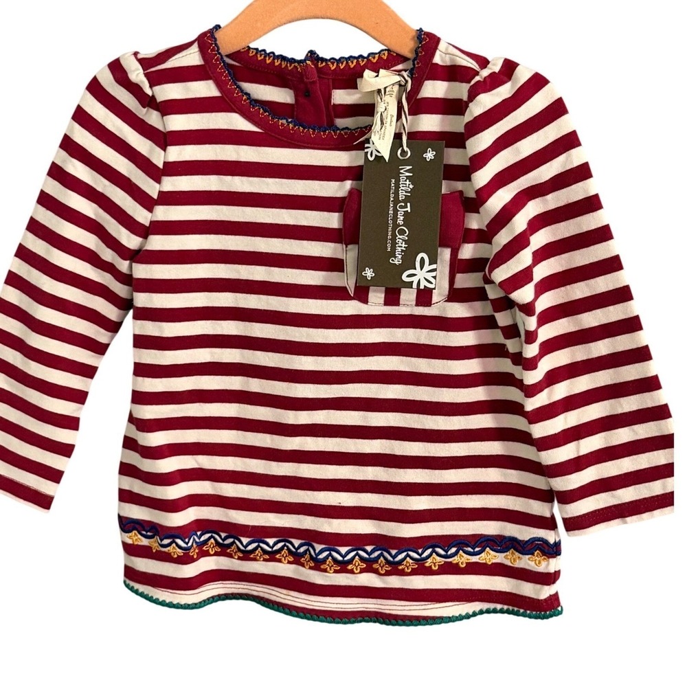 Matilda Jane Girls Striped Long Sleeve Top Rainbow Trim Size 18 24 Months‎